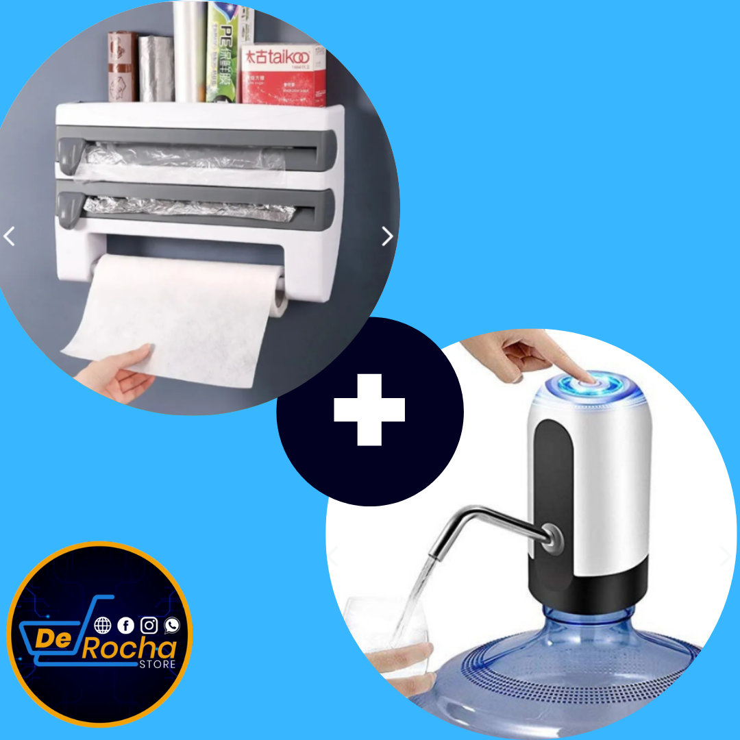 combo porta rollo+dispensador agua